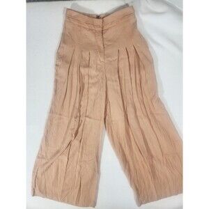 BCBGMAXAZRIA Womens Pants Khaki Size S High Rise Wide Leg Polyester Blend